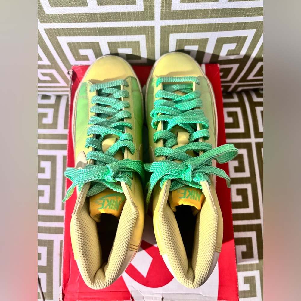 NEW! Nike Blazer High Lemon Frost White-Varsity Maize-Trmln Basketball Sneakers - Picture 8 of 16
